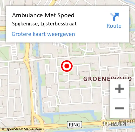 Locatie op kaart van de 112 melding: Ambulance Met Spoed Naar Spijkenisse, Lijsterbesstraat op 20 december 2015 16:20