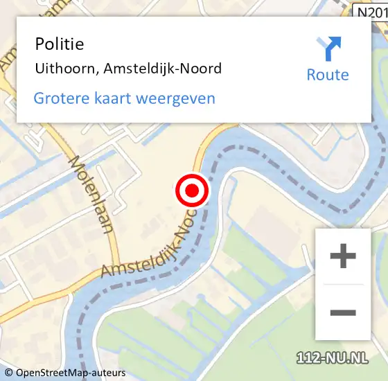 Locatie op kaart van de 112 melding: Politie Uithoorn, Amsteldijk-Noord op 20 december 2015 16:41