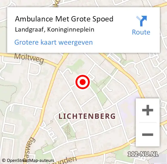 Locatie op kaart van de 112 melding: Ambulance Met Grote Spoed Naar Landgraaf, Koninginneplein op 30 november 2013 19:41