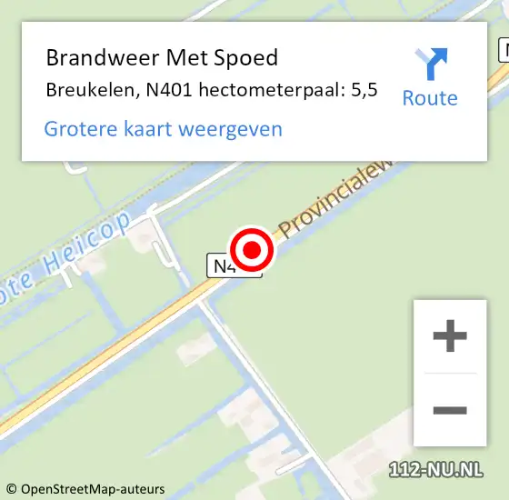 Locatie op kaart van de 112 melding: Brandweer Met Spoed Naar Breukelen, N401 hectometerpaal: 2,4 op 14 september 2013 13:18