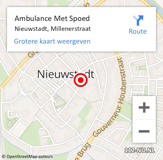 Locatie op kaart van de 112 melding: Ambulance Met Spoed Naar Nieuwstadt, Millenerstraat op 30 november 2013 19:49