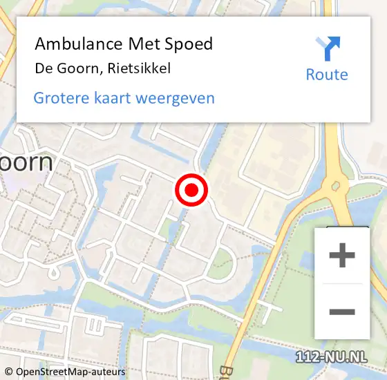 Locatie op kaart van de 112 melding: Ambulance Met Spoed Naar De Goorn, Rietsikkel op 20 december 2015 19:07