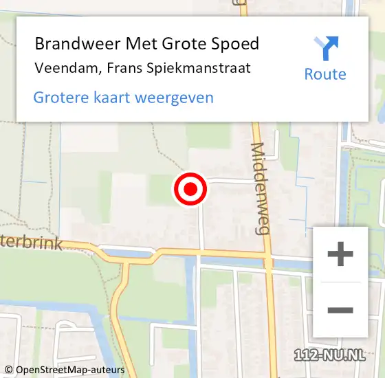 Locatie op kaart van de 112 melding: Brandweer Met Grote Spoed Naar Veendam, Frans Spiekmanstraat op 20 december 2015 19:35