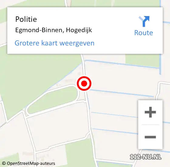 Locatie op kaart van de 112 melding: Politie Egmond-Binnen, Hogedijk op 20 december 2015 19:48