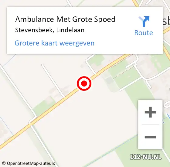 Locatie op kaart van de 112 melding: Ambulance Met Grote Spoed Naar Stevensbeek, Lindelaan op 20 december 2015 19:53