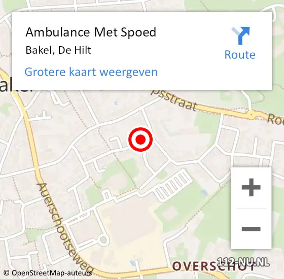 Locatie op kaart van de 112 melding: Ambulance Met Spoed Naar Bakel, De Hilt op 20 december 2015 21:29