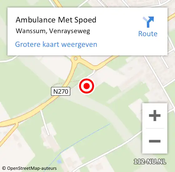 Locatie op kaart van de 112 melding: Ambulance Met Spoed Naar Wanssum, Venrayseweg op 20 december 2015 21:48