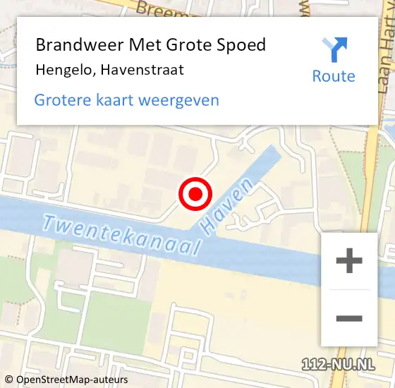 Locatie op kaart van de 112 melding: Brandweer Met Grote Spoed Naar Hengelo, Havenstraat op 20 december 2015 22:22