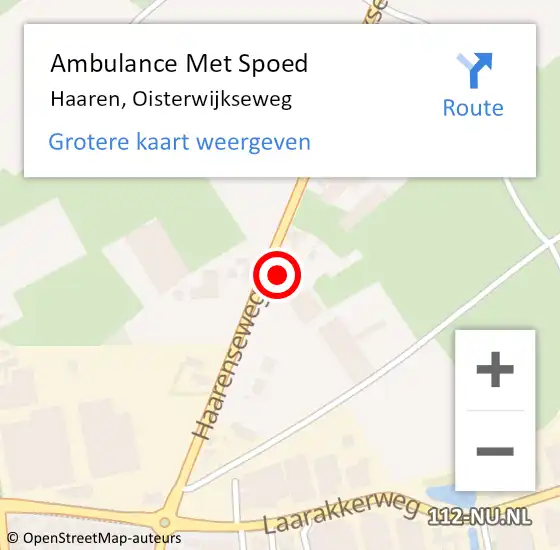 Locatie op kaart van de 112 melding: Ambulance Met Spoed Naar Haaren, Oisterwijkseweg op 20 december 2015 23:19