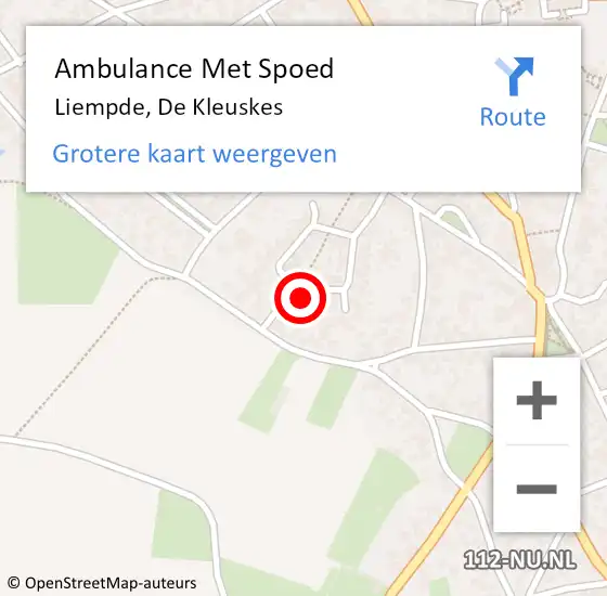 Locatie op kaart van de 112 melding: Ambulance Met Spoed Naar Liempde, De Kleuskes op 20 december 2015 23:49