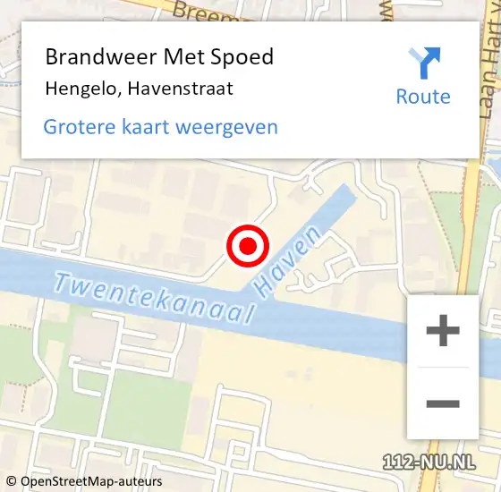 Locatie op kaart van de 112 melding: Brandweer Met Spoed Naar Hengelo, Havenstraat op 21 december 2015 00:45