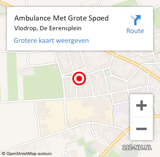 Locatie op kaart van de 112 melding: Ambulance Met Grote Spoed Naar Vlodrop, De Eerensplein op 21 december 2015 01:18