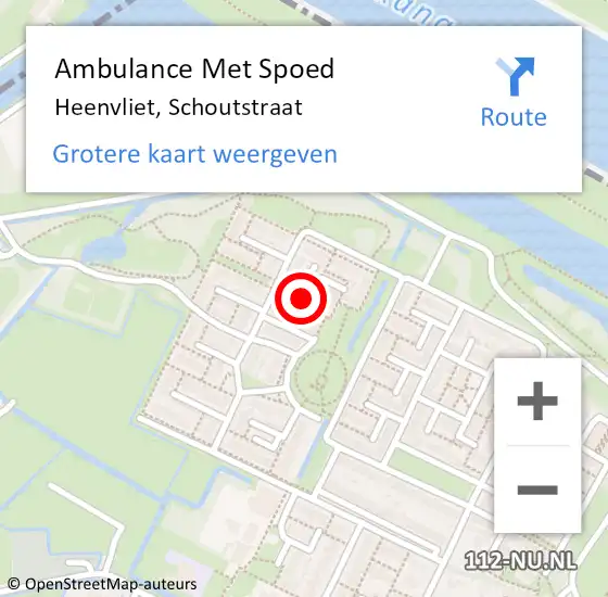 Locatie op kaart van de 112 melding: Ambulance Met Spoed Naar Heenvliet, Schoutstraat op 21 december 2015 02:17