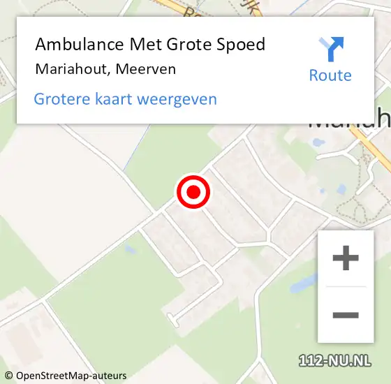 Locatie op kaart van de 112 melding: Ambulance Met Grote Spoed Naar Mariahout, Meerven op 21 december 2015 04:48