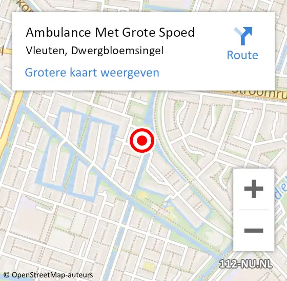 Locatie op kaart van de 112 melding: Ambulance Met Grote Spoed Naar Vleuten, Dwergbloemsingel op 21 december 2015 05:03
