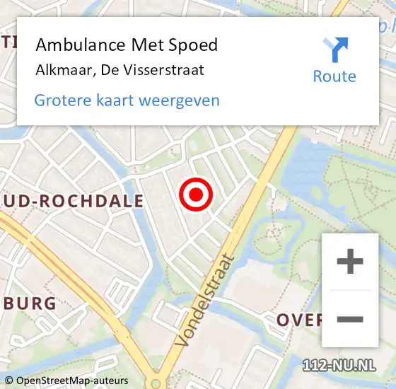 Locatie op kaart van de 112 melding: Ambulance Met Spoed Naar Alkmaar, De Visserstraat op 21 december 2015 06:18