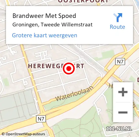 Locatie op kaart van de 112 melding: Brandweer Met Spoed Naar Groningen, Tweede Willemstraat op 21 december 2015 06:42