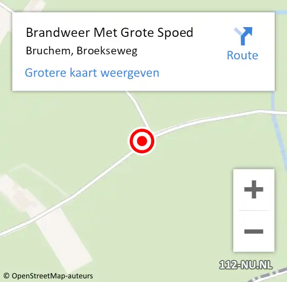 Locatie op kaart van de 112 melding: Brandweer Met Grote Spoed Naar Bruchem, Broekseweg op 21 december 2015 07:15