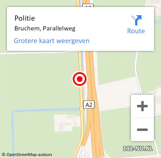 Locatie op kaart van de 112 melding: Politie Bruchem, Parallelweg op 21 december 2015 08:14