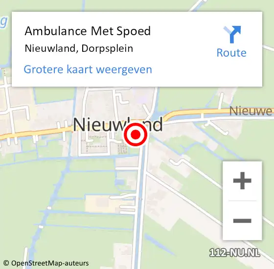 Locatie op kaart van de 112 melding: Ambulance Met Spoed Naar Nieuwland, Dorpsplein op 21 december 2015 08:27