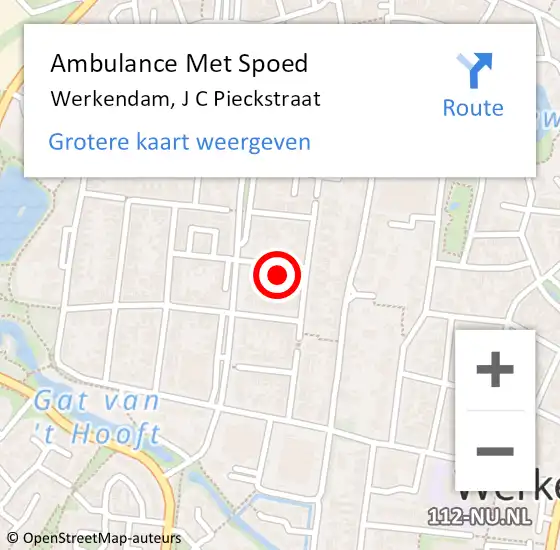 Locatie op kaart van de 112 melding: Ambulance Met Spoed Naar Werkendam, J C Pieckstraat op 21 december 2015 10:38