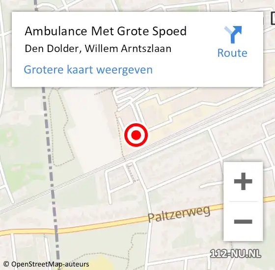 Locatie op kaart van de 112 melding: Ambulance Met Grote Spoed Naar Den Dolder, Willem Arntszlaan op 21 december 2015 11:46