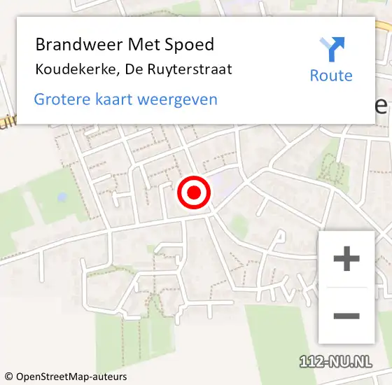 Locatie op kaart van de 112 melding: Brandweer Met Spoed Naar Koudekerke, De Ruyterstraat op 21 december 2015 11:54