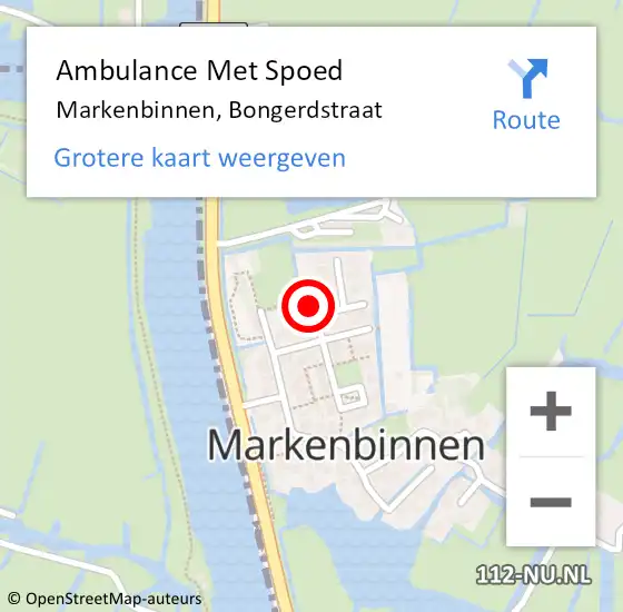 Locatie op kaart van de 112 melding: Ambulance Met Spoed Naar Markenbinnen, Bongerdstraat op 21 december 2015 11:56