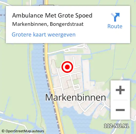 Locatie op kaart van de 112 melding: Ambulance Met Grote Spoed Naar Markenbinnen, Bongerdstraat op 21 december 2015 12:00