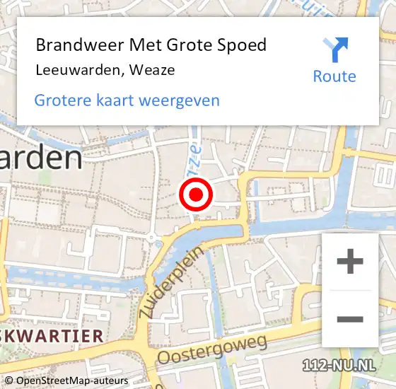 Locatie op kaart van de 112 melding: Brandweer Met Grote Spoed Naar Leeuwarden, Weaze op 21 december 2015 12:05