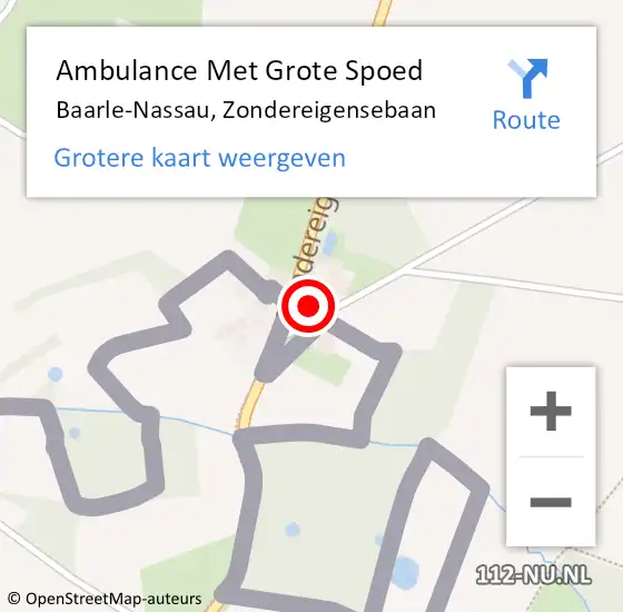 Locatie op kaart van de 112 melding: Ambulance Met Grote Spoed Naar Baarle-Nassau, Zondereigensebaan op 21 december 2015 12:11