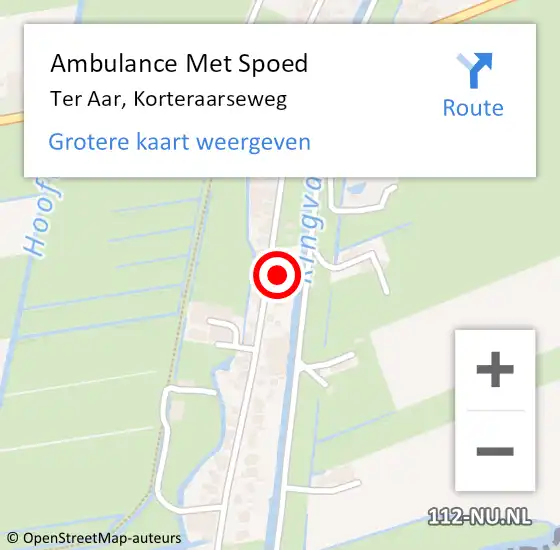 Locatie op kaart van de 112 melding: Ambulance Met Spoed Naar Ter Aar, Korteraarseweg op 21 december 2015 12:34