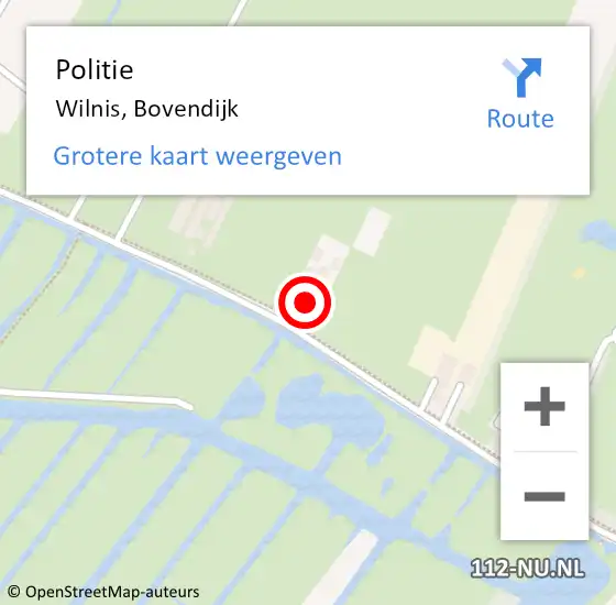 Locatie op kaart van de 112 melding: Politie Wilnis, Bovendijk op 21 december 2015 12:37