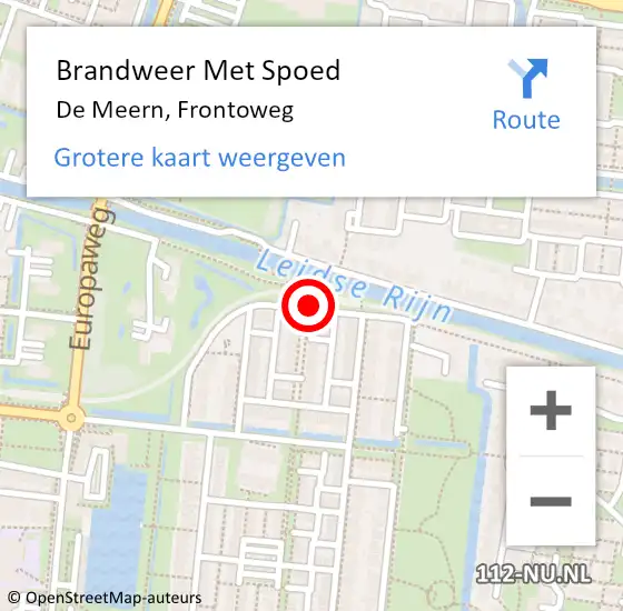 Locatie op kaart van de 112 melding: Brandweer Met Spoed Naar De Meern, Frontoweg op 21 december 2015 12:38