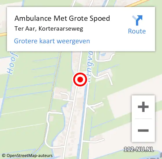 Locatie op kaart van de 112 melding: Ambulance Met Grote Spoed Naar Ter Aar, Korteraarseweg op 21 december 2015 12:40