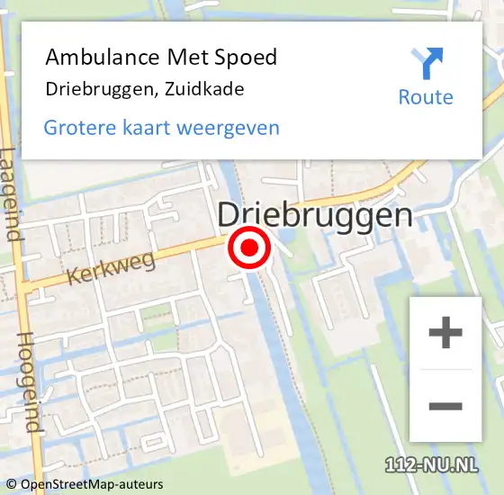 Locatie op kaart van de 112 melding: Ambulance Met Spoed Naar Driebruggen, Zuidkade op 21 december 2015 14:24