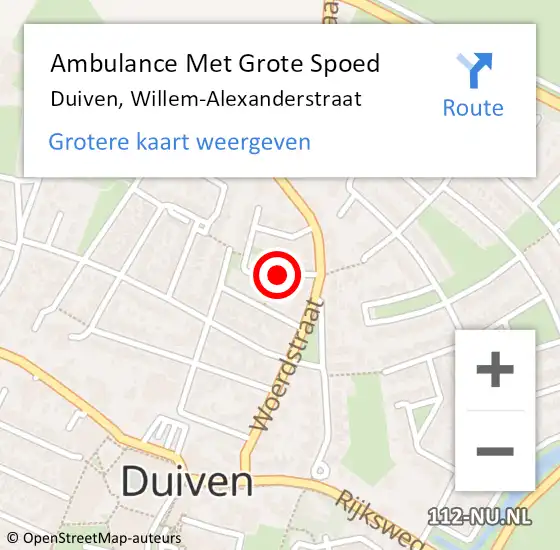 Locatie op kaart van de 112 melding: Ambulance Met Grote Spoed Naar Duiven, Willem Alexanderstraat op 21 december 2015 14:30