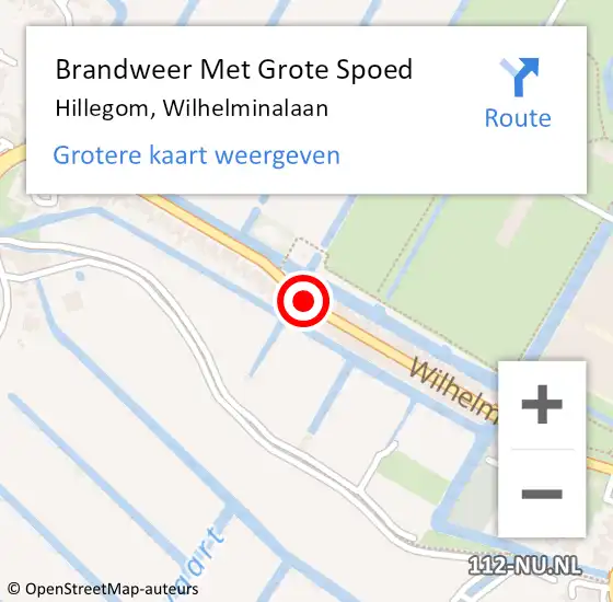 Locatie op kaart van de 112 melding: Brandweer Met Grote Spoed Naar Hillegom, Wilhelminalaan op 21 december 2015 14:35