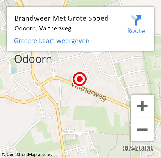 Locatie op kaart van de 112 melding: Brandweer Met Grote Spoed Naar Odoorn, Valtherweg op 21 december 2015 14:45