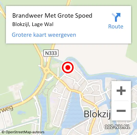 Locatie op kaart van de 112 melding: Brandweer Met Grote Spoed Naar Blokzijl, Lage Wal op 21 december 2015 14:46