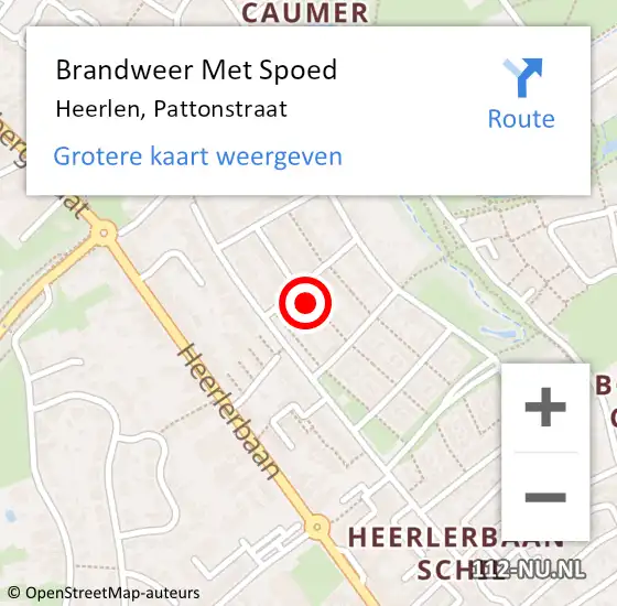 Locatie op kaart van de 112 melding: Brandweer Met Spoed Naar Heerlen, Pattonstraat op 21 december 2015 15:53