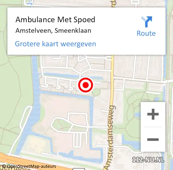 Locatie op kaart van de 112 melding: Ambulance Met Spoed Naar Amstelveen, Smeenklaan op 30 november 2013 22:10