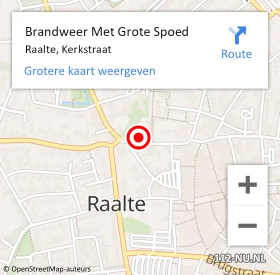 Locatie op kaart van de 112 melding: Brandweer Met Grote Spoed Naar Raalte, Kerkstraat op 21 december 2015 16:32