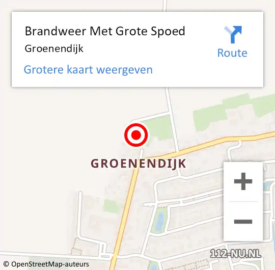 Locatie op kaart van de 112 melding: Brandweer Met Grote Spoed Naar Groenendijk op 21 december 2015 16:52