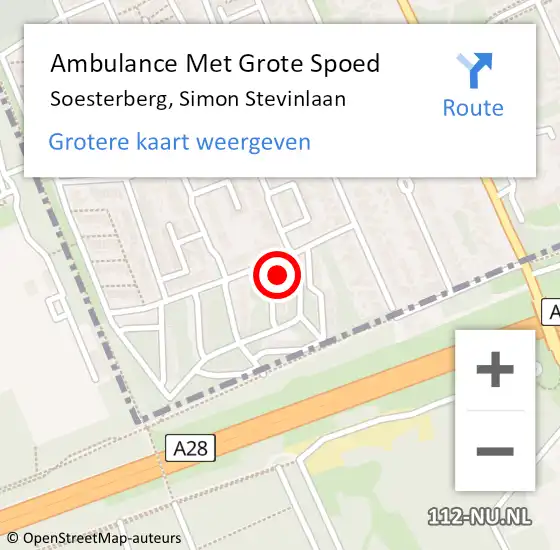 Locatie op kaart van de 112 melding: Ambulance Met Grote Spoed Naar Soesterberg, Simon Stevinlaan op 21 december 2015 17:35