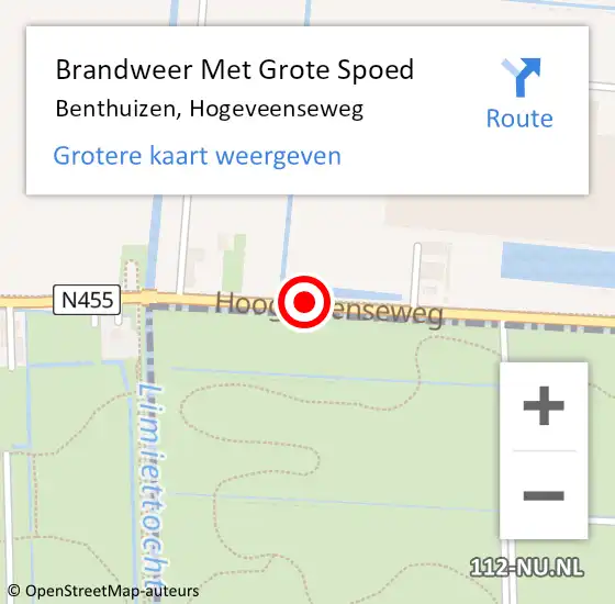 Locatie op kaart van de 112 melding: Brandweer Met Grote Spoed Naar Benthuizen, Hogeveenseweg op 21 december 2015 18:00