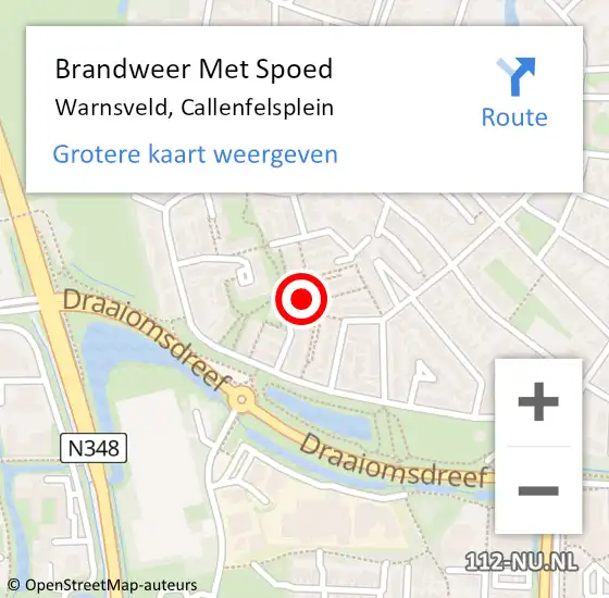 Locatie op kaart van de 112 melding: Brandweer Met Spoed Naar Warnsveld, Callenfelsplein op 21 december 2015 18:25