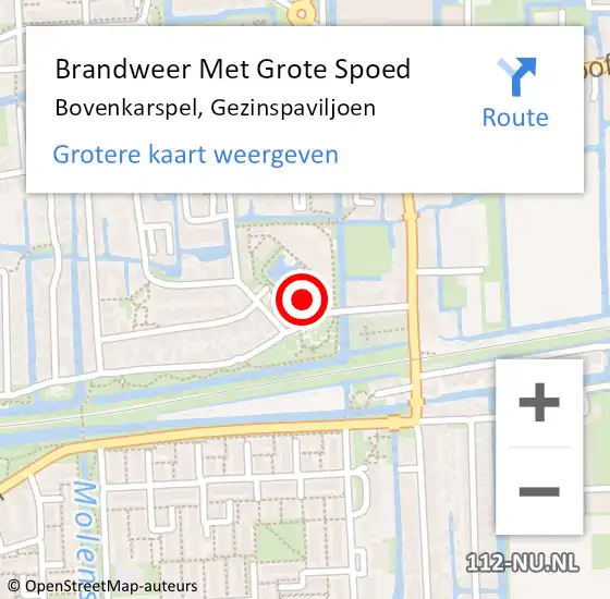 Locatie op kaart van de 112 melding: Brandweer Met Grote Spoed Naar Bovenkarspel, Gezinspaviljoen op 21 december 2015 18:40