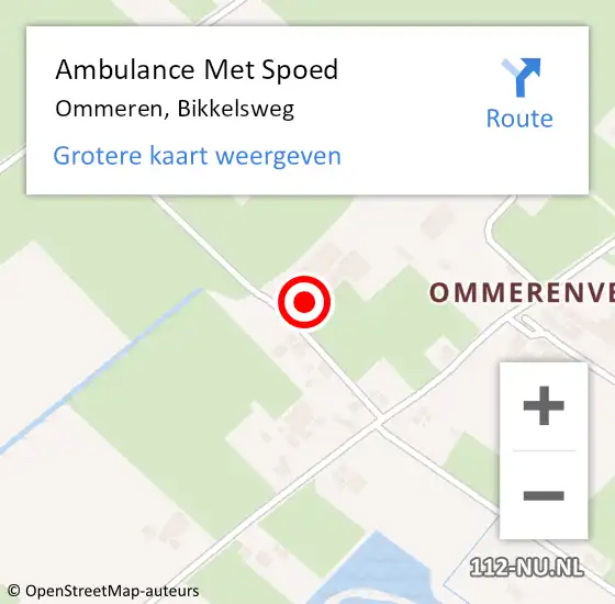 Locatie op kaart van de 112 melding: Ambulance Met Spoed Naar Ommeren, Bikkelsweg op 21 december 2015 18:45