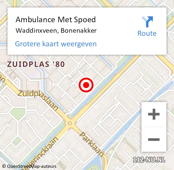 Locatie op kaart van de 112 melding: Ambulance Met Spoed Naar Waddinxveen, Bonenakker op 21 december 2015 19:17